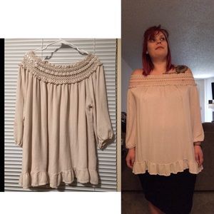 Boho Off Shoulder Crochet Detail Blouse